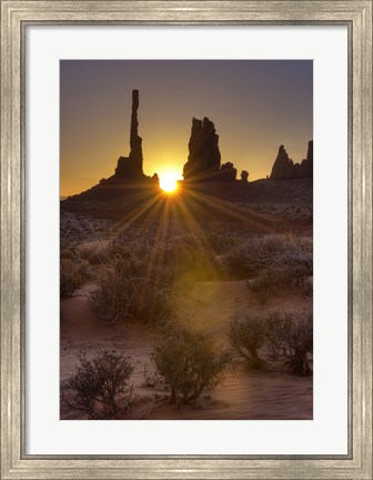Framed Sunburst through the Totem Polein Monument Valley, Utah Print