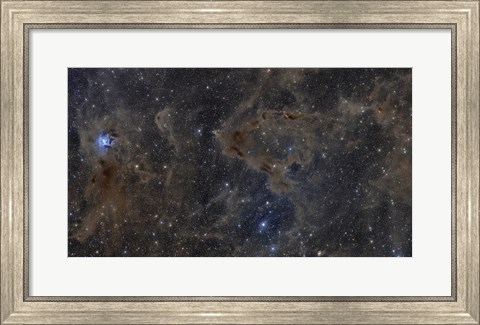 Framed Iris Nebula and Dusty Region in Cepheus constellation Print