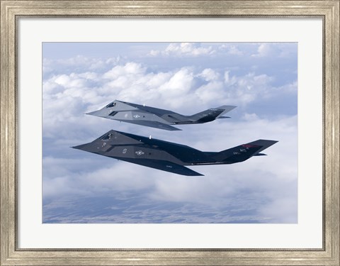 Framed Two F-117 Nighthawk Stealth Fighters Print