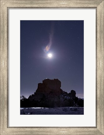 Framed Moon Diffraction over Malpais Monument Rock, New Mexico Print