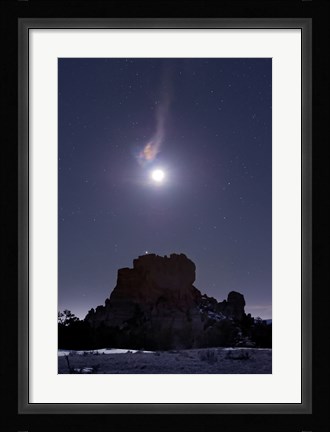 Framed Moon Diffraction over Malpais Monument Rock, New Mexico Print