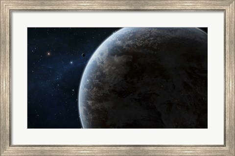 Framed Earth-like Planet in the Middle of a Calm Area of Space Print