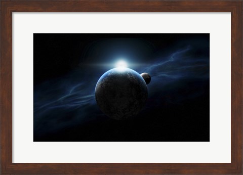 Framed Dawn Breaks on Alien Planet Print