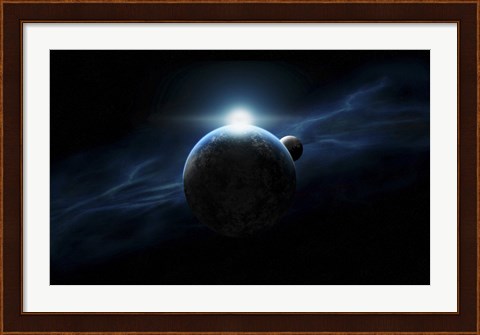 Framed Dawn Breaks on Alien Planet Print