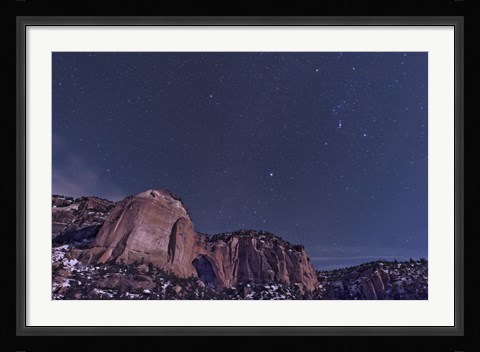 Framed La Ventana arch with the Orion Constellation Rising Above Print