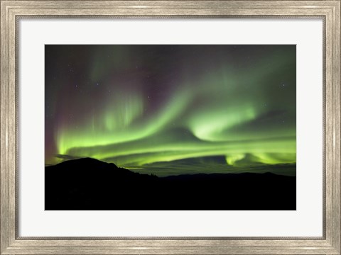 Framed Aurora Borealis over Gray Peak, Whitehorse, Yukon Canada Print