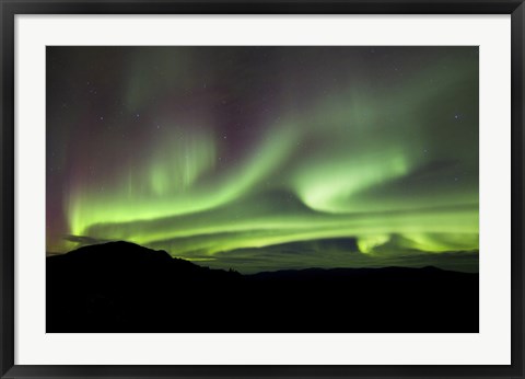 Framed Aurora Borealis over Gray Peak, Whitehorse, Yukon Canada Print