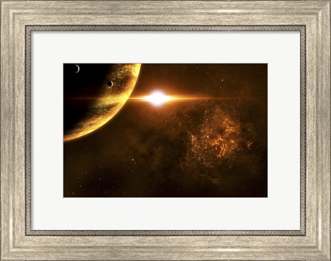 Framed Star Going Critical Illuminates a Nearby Planet Print