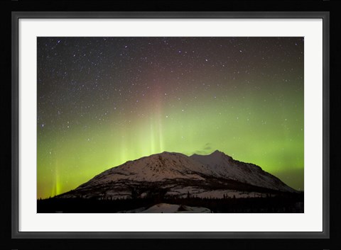 Framed Aurora Borealis and Milky Way over Carcross Desert Print