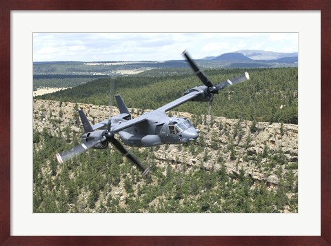 Framed CV-22 Osprey on a training mission over New Mexico Print