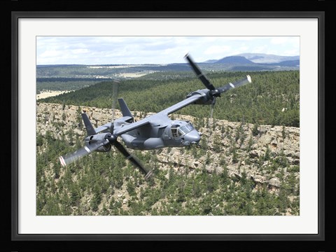 Framed CV-22 Osprey on a training mission over New Mexico Print