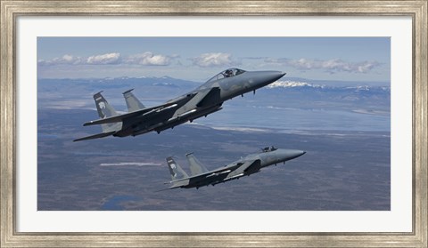 Framed Two F-15 Eagles Training over Oregon Print