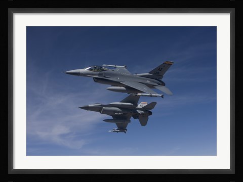 Framed Two F-16's Manuever on Air-to-Air Training Mission Print