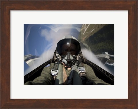 Framed View from the Cockpit of an F-16 Print