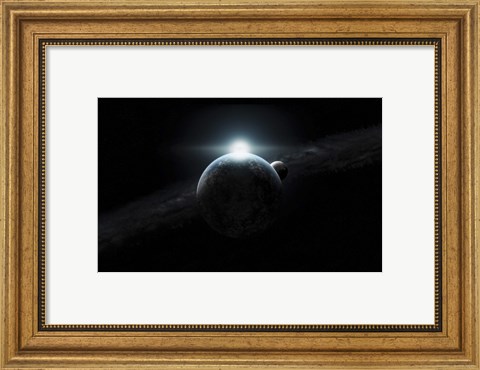 Framed Dawn Breaks on an Alien Planet Print
