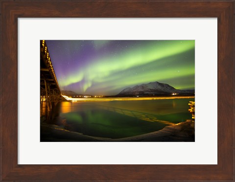 Framed Aurora Borealis over Nares Lake Print