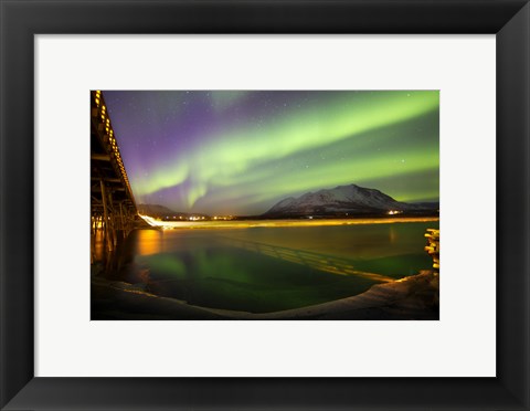 Framed Aurora Borealis over Nares Lake Print