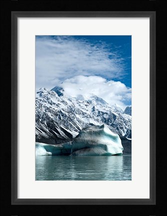 Framed Large icebergs on Tasman Glacier Terminal Lake, South Island, New Zealand Print