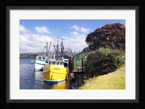 Framed Fishing Boats, Tauranga Harbor, Tauranga, New Zealand Print