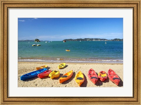 Framed Kayaks, Paihia, Northland, New Zealand Print
