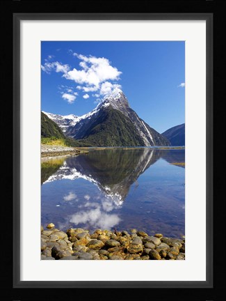 Framed Mitre Peak, Milford Sound, Fjordland National Park, South Island, New Zealand Print