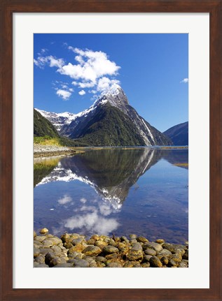 Framed Mitre Peak, Milford Sound, Fjordland National Park, South Island, New Zealand Print