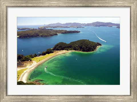 Framed Motuarohia Island, Bay of Islands, Northland, New Zealand Print