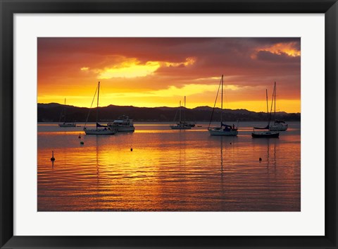 Framed Sunset, Russell, Bay of Islands, Northland, New Zealand Print