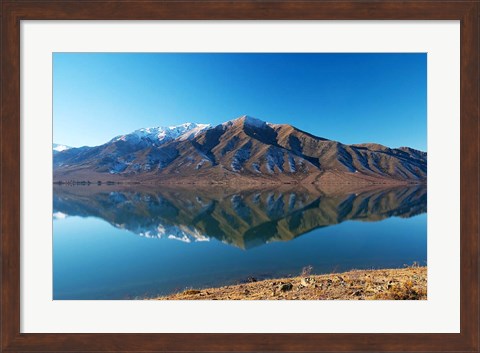 Framed Lake Benmore in Winter, Waitaki Valley, South Island, New Zealand Print