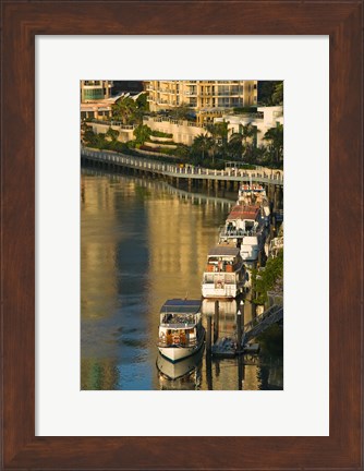 Framed Australia, Brisbane, Brisbane River Marina boats Print