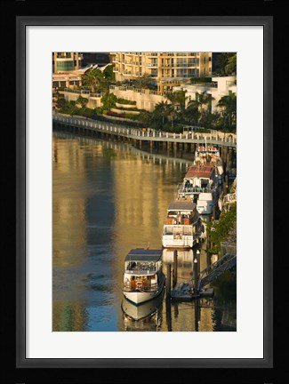 Framed Australia, Brisbane, Brisbane River Marina boats Print