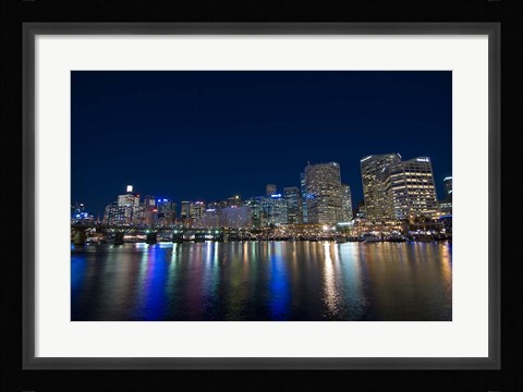 Framed Darling Harbour at night, Sydney, New South Wales, Australia Print
