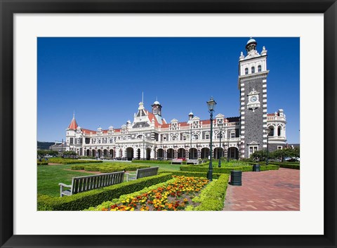 Framed Park near Ornate Railroad Station, Dunedin, South Island, New Zealand Print