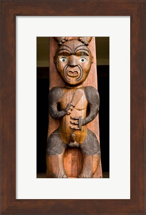 Framed New Zealand, Waitakere Ranges, Pou guardian post Print