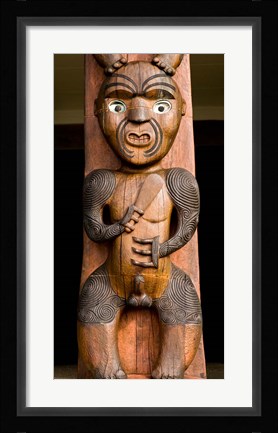 Framed New Zealand, Waitakere Ranges, Pou guardian post Print