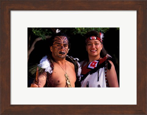 Framed New Zealand, North Island, Maori culture and costume Print