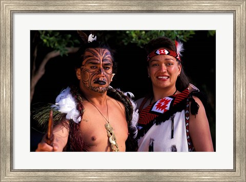 Framed New Zealand, North Island, Maori culture and costume Print