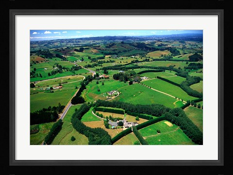 Framed Farmland, Brookby, South Auckland, New Zealand Print