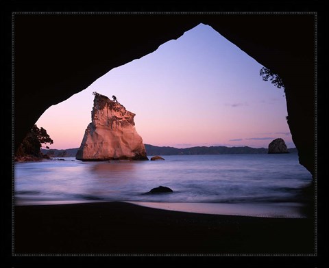 Framed Coastline, Cathedral Cove, Coromandel Peninsula, North Island, New Zealand Print