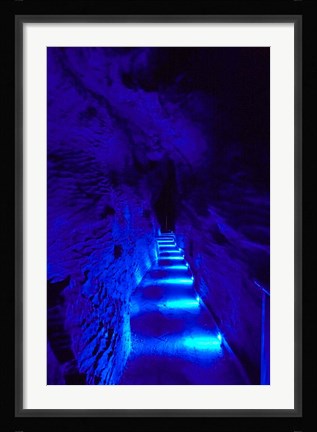 Framed Blue Lights, Ruakuri Caves, North Island, New Zealand Print
