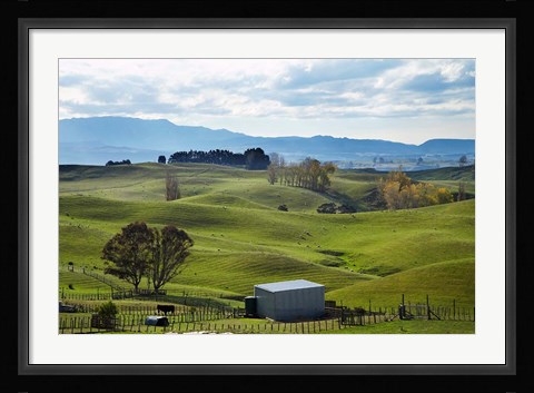 Framed Farmland, Napier, Taihape Road, Hawkes Bay, North Island, New Zealand Print