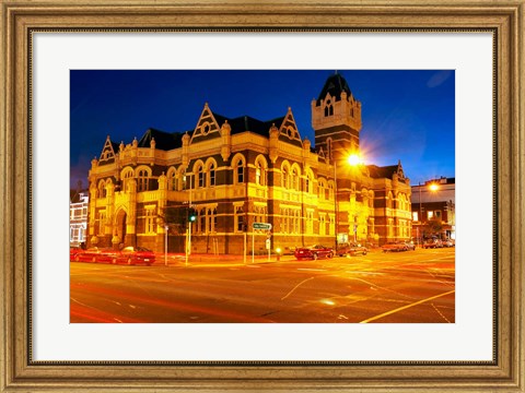 Framed Law Courts at night, Dunedin, South Island, New Zealand Print