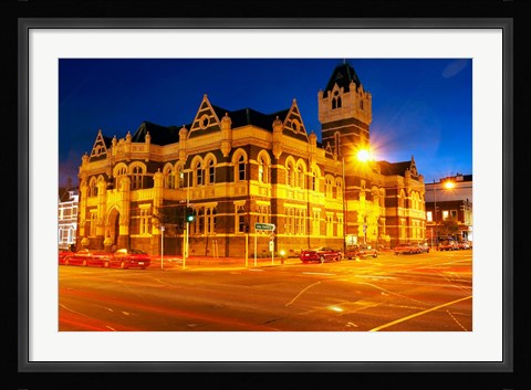 Framed Law Courts at night, Dunedin, South Island, New Zealand Print