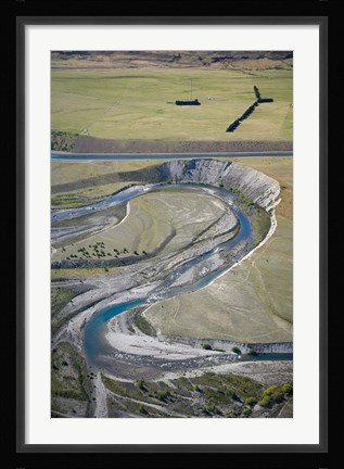 Framed Ohau River and Ohau Canal, Mackenzie Country, South Island, New Zealand Print