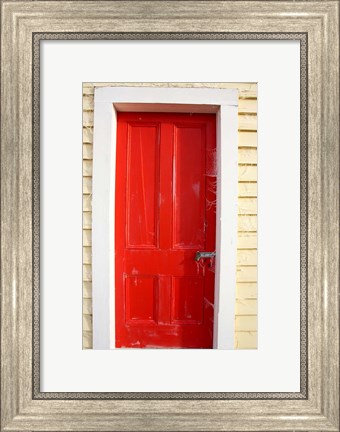 Framed Red Door, Sutton Railway Station, Otago, South Island, New Zealand Print