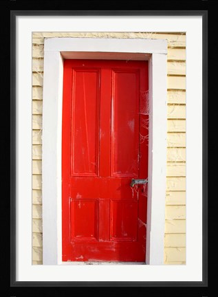Framed Red Door, Sutton Railway Station, Otago, South Island, New Zealand Print