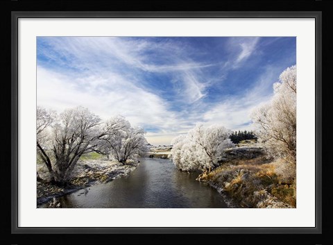 Framed Taieri River, Sutton, Otago, South Island, New Zealand Print