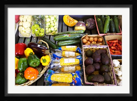 Framed Vegetable Stall, Cromwell, Central Otago, South Island, New Zealand Print