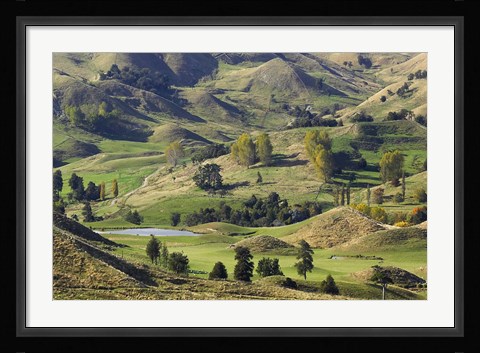 Framed Farmland near Bells Junction, Rangitikei District, Central North Island, New Zealand Print