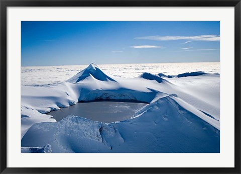 Framed Crater Lake, Mt Ruapehu, Tongariro National Park, North Island, New Zealand Print